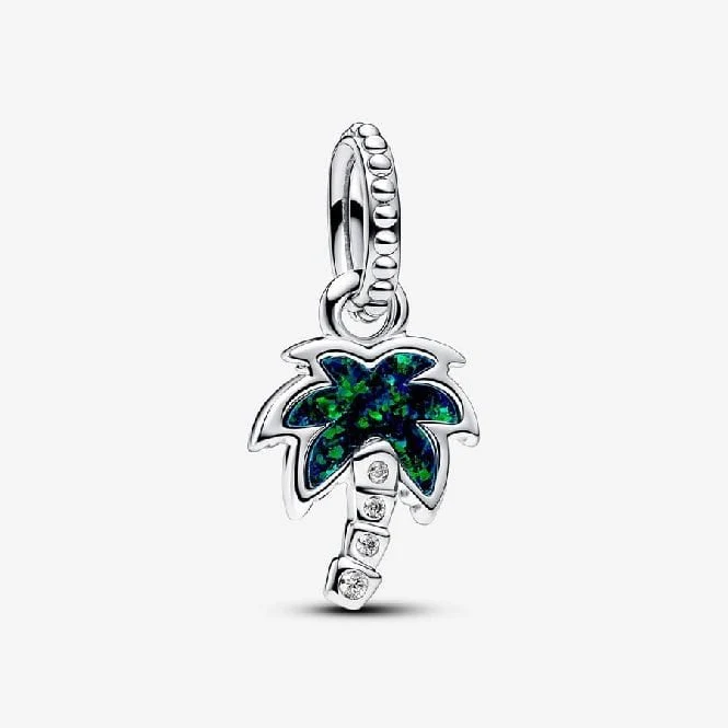 Opalescent Green Palm Tree Dangle Charms