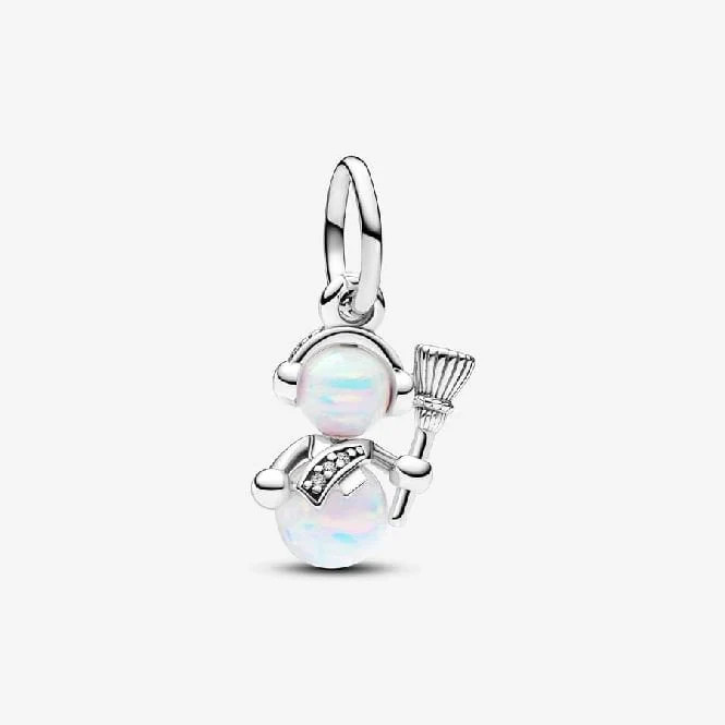 Opalescent Snowman Dangle Charms