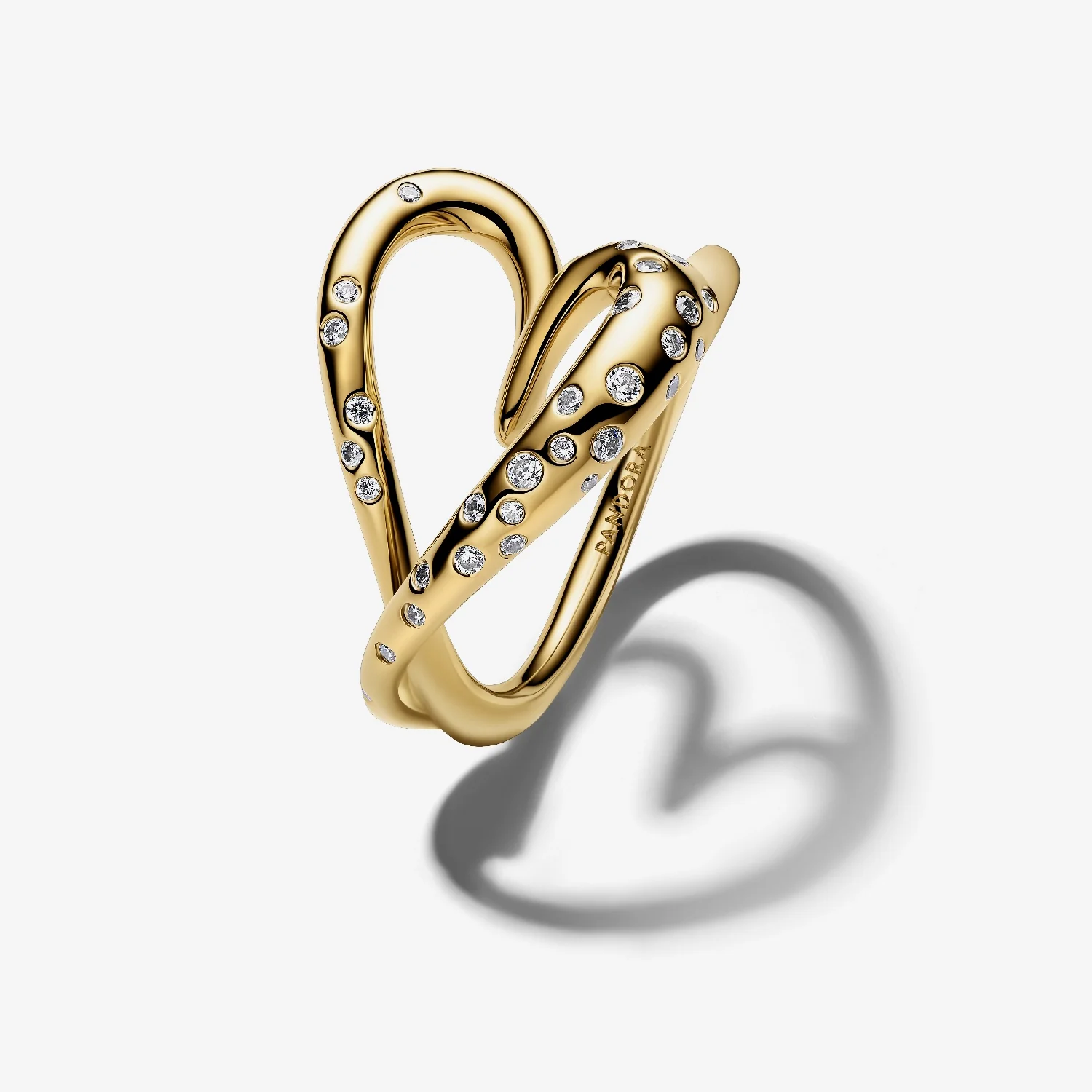 Organically Shaped Stone-Set Heart Ring, Size 50