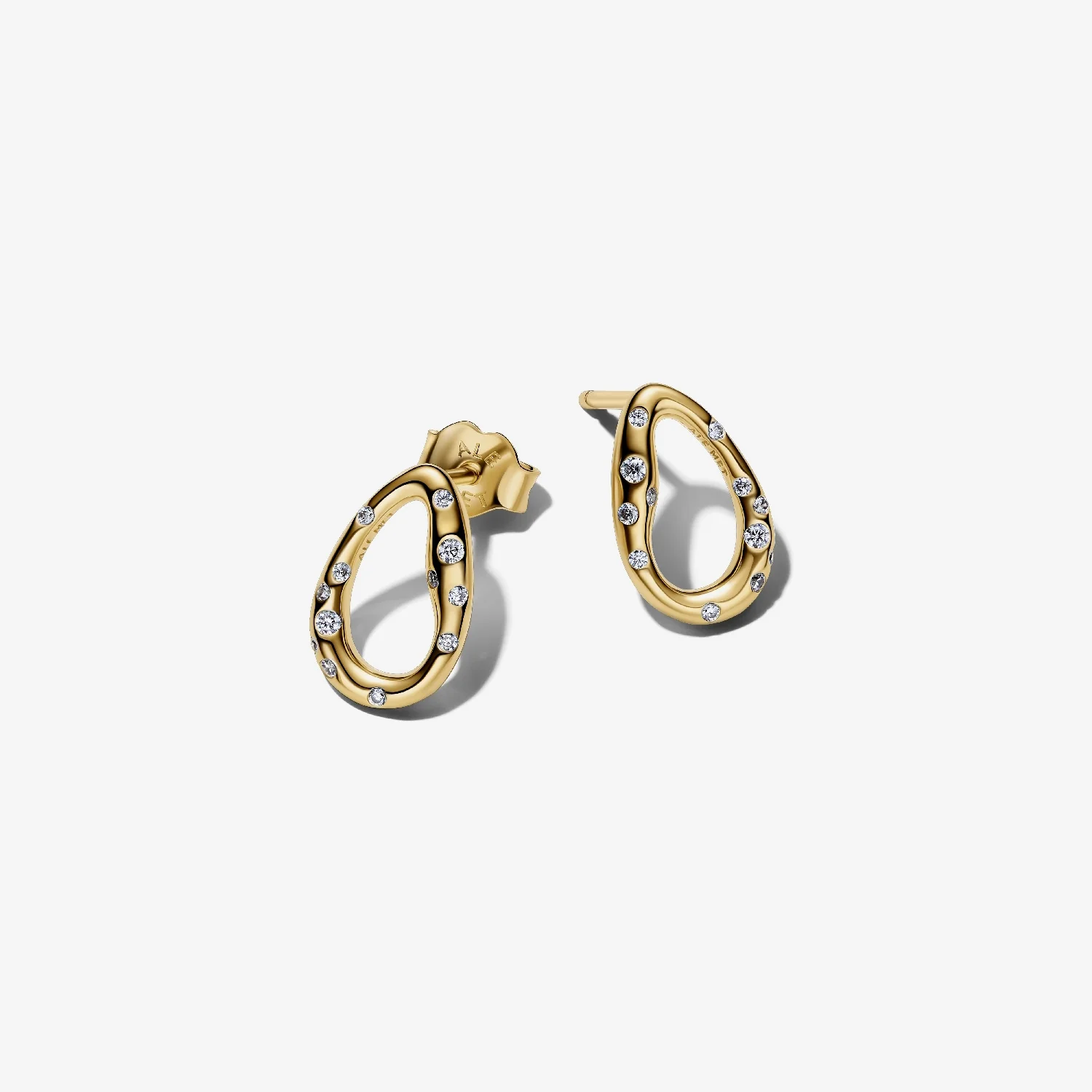 Organically Shaped Stone-Set Oval Stud Earrings