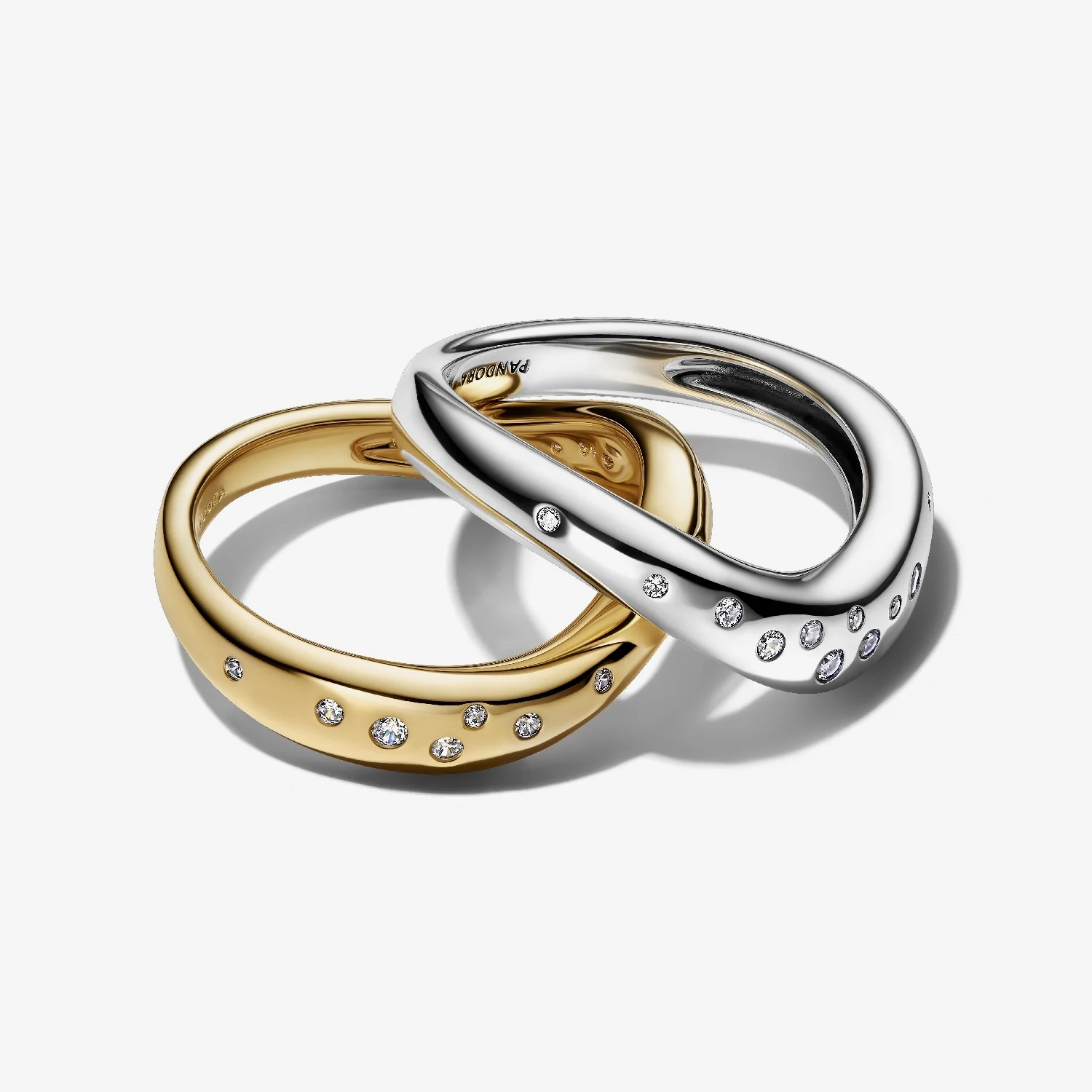 Organically Shaped Two-Tone Stacking Rings, Size 50