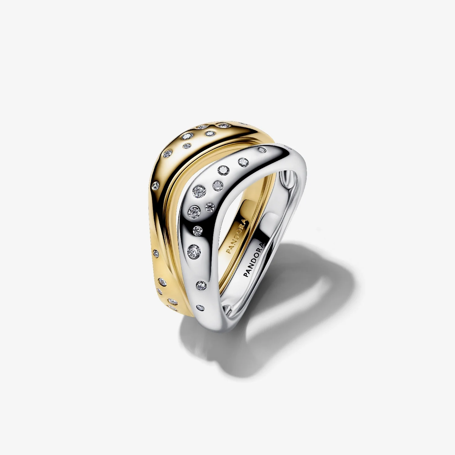 Organically Shaped Two-Tone Stacking Rings, Size 50 - Image 2