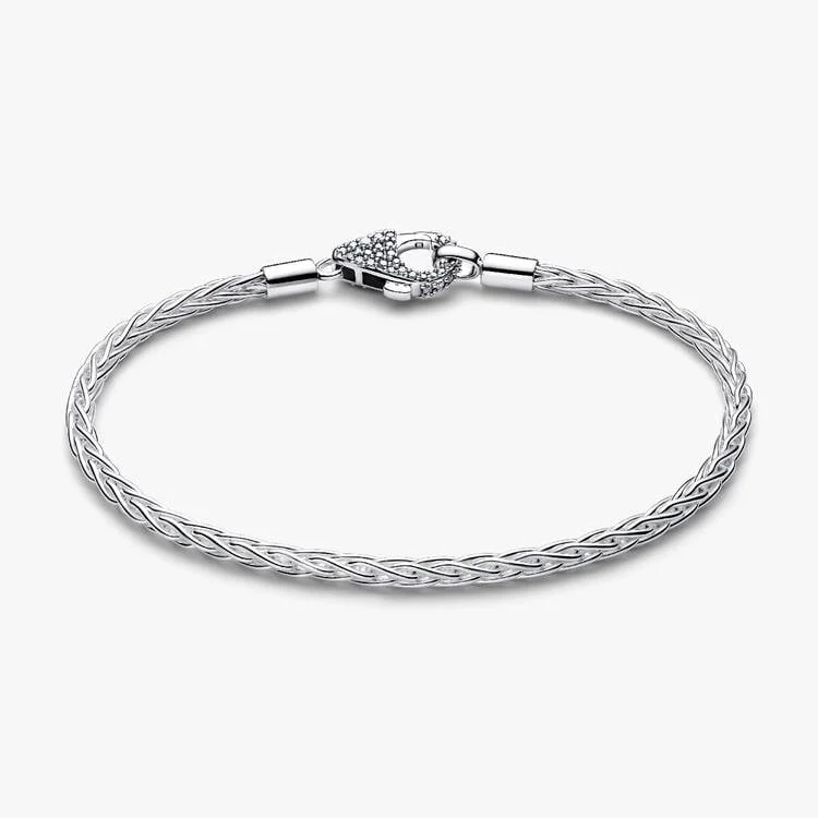 Pave Clasp Foxtail Chain Charm Bracelet, 18cm - Image 3