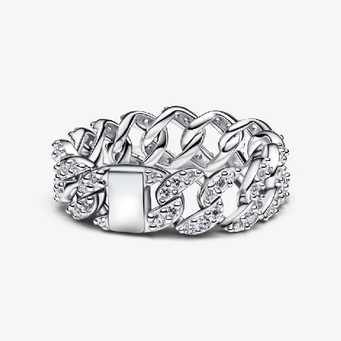 Pave Cuban Chain Ring, Size 52 - Image 2