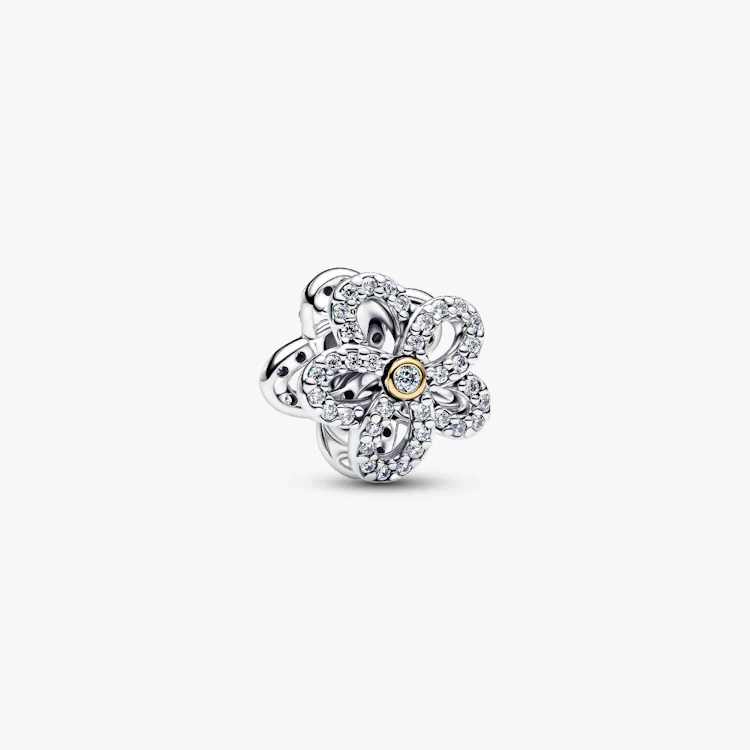 Pave Flower Openwork Charms