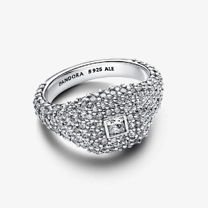 Pave Square Cocktail Ring, Size 58 - Image 2