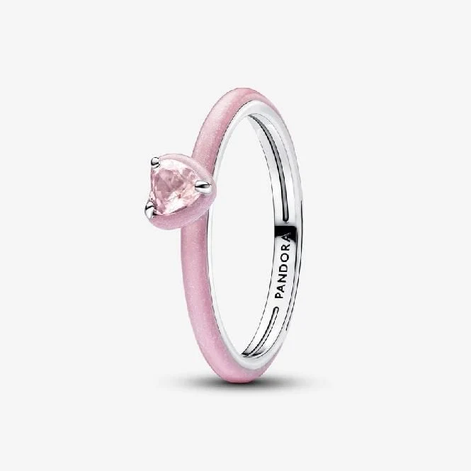 Pink Chakra Heart Ring, Size 58