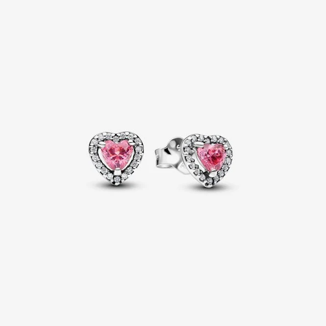 Pink Elevated Heart Stud Earrings