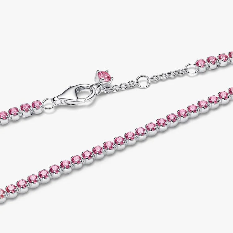 Pink Small Tennis Bracelet, 16cm - Image 4