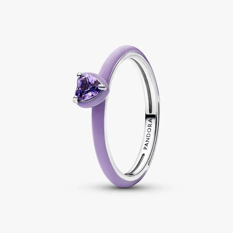 Purple Chakra Heart Ring, Size 52