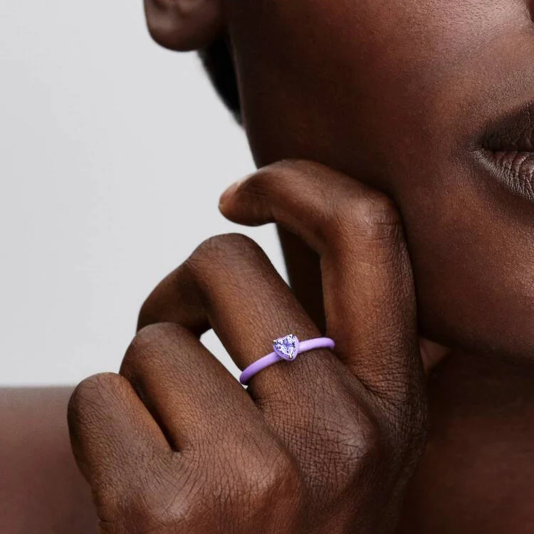 Purple Chakra Heart Ring, Size 52 - Image 2
