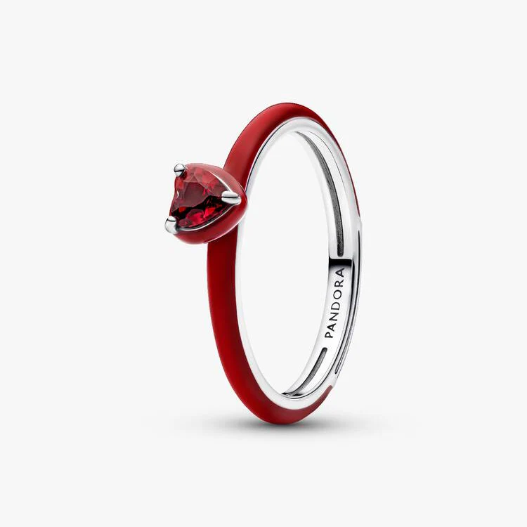 Red Chakra Heart Ring, Size 52