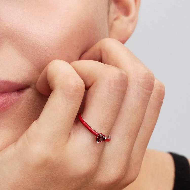 Red Chakra Heart Ring, Size 52 - Image 4