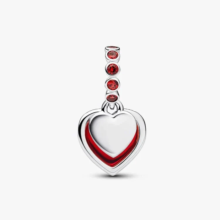 Red Murano Glass Heart Double Dangle Charms - Image 4
