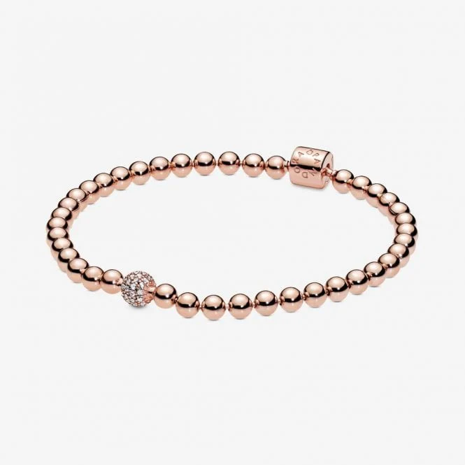 Rose Beads & Pave Bracelet, 17cm