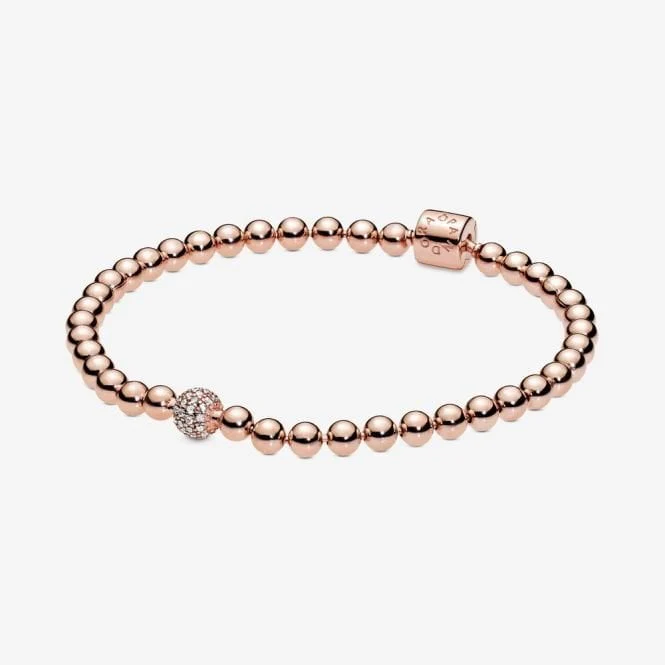 Rose Beads & Pave Bracelet, 19cm