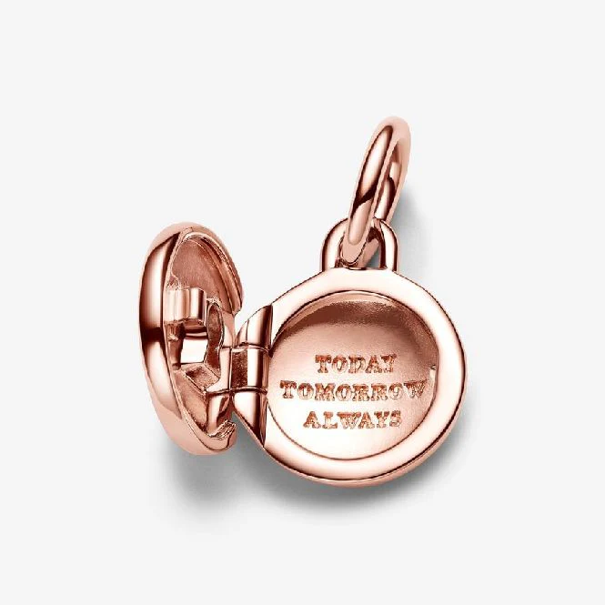 Rose Openable & Engravable Love Locket Dangle Charms - Image 2