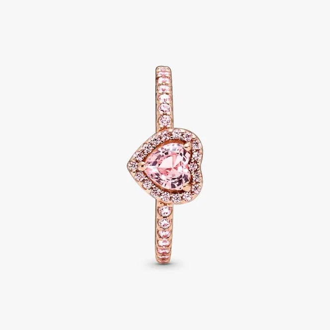 Rose Sparkling Elevated Pink Heart Ring, Size 48 - Image 3