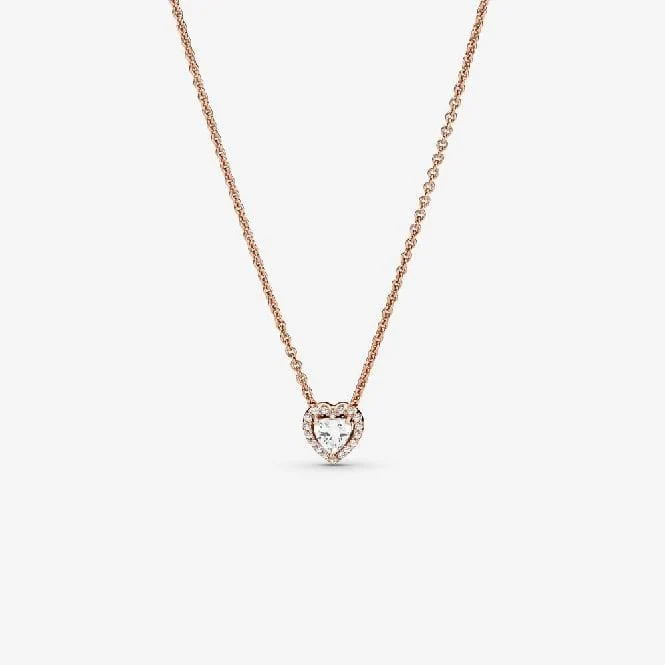 Rose Sparkling Heart Collier Necklace, 45cm