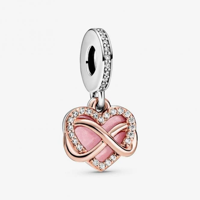 Rose Sparkling Infinity Heart Dangle Charms