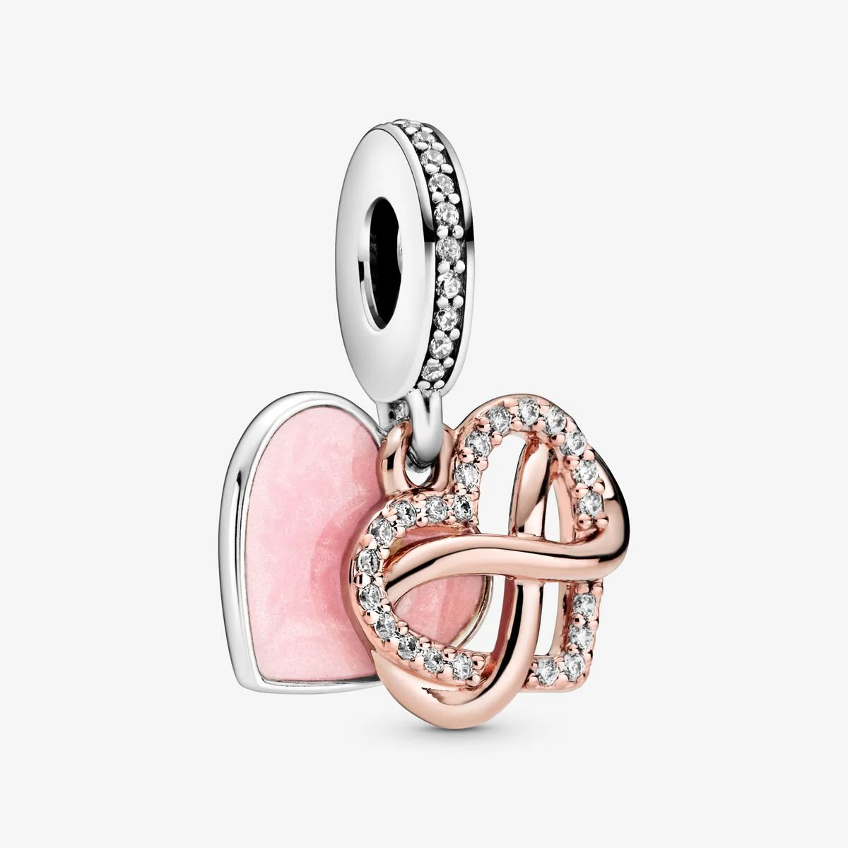 Rose Sparkling Infinity Heart Dangle Charms - Image 3