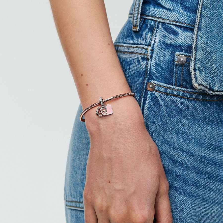 Rose Sparkling Infinity Heart Dangle Charms - Image 4
