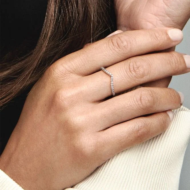 Rose Sparkling Wishbone Ring, Size 48 - Image 3