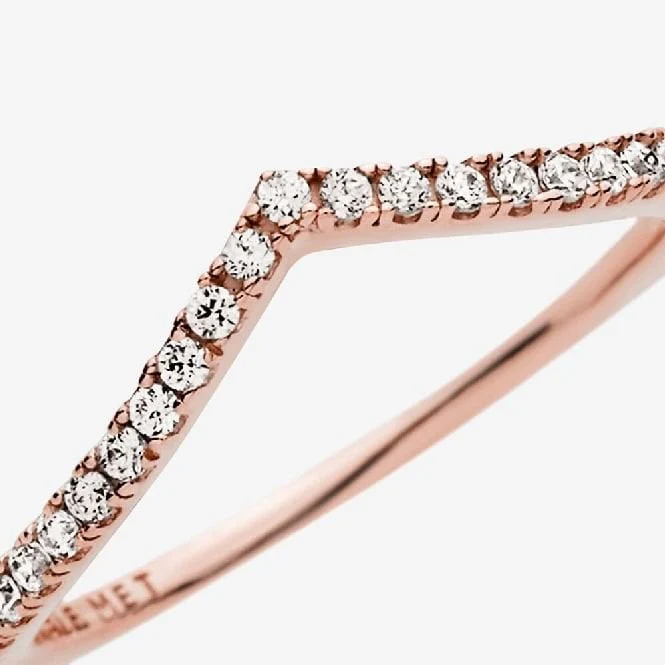 Rose Sparkling Wishbone Ring, Size 48 - Image 4