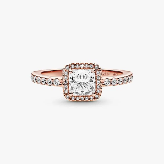 Rose Square Sparkle Halo Ring, Size 48 - Image 3