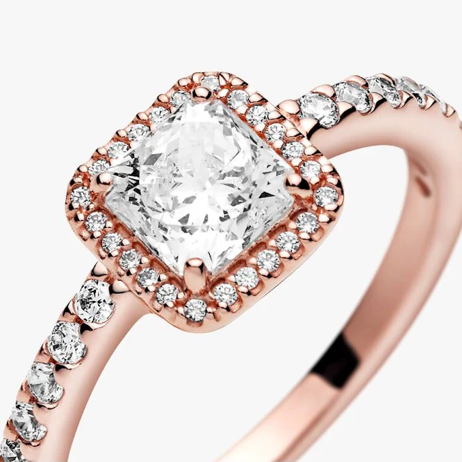 Rose Square Sparkle Halo Ring, Size 48 - Image 4