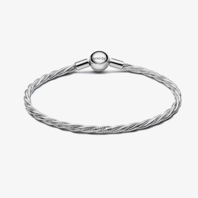 Round Clasp Twisted Snake Chain Bracelet, 19cm - Image 2