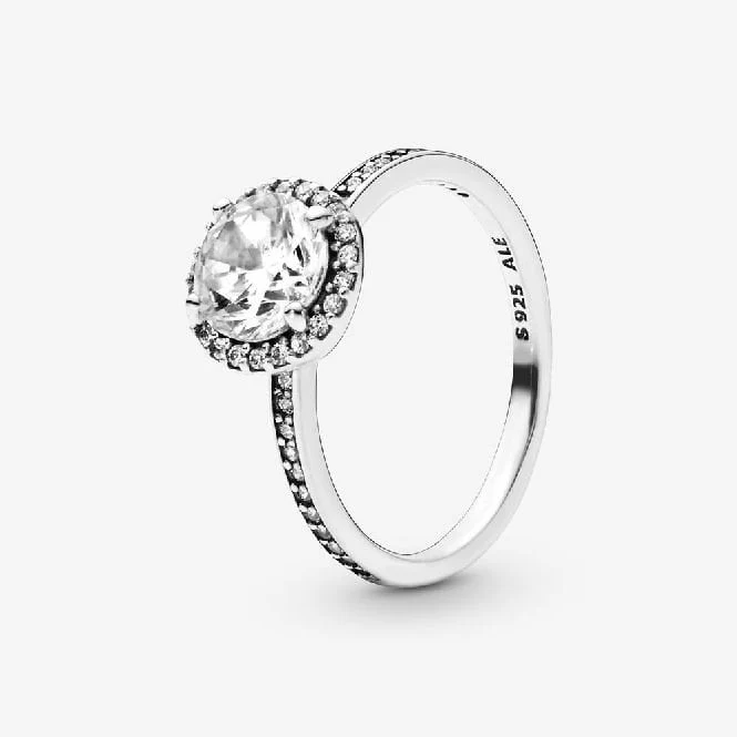 Round Sparkle Halo Ring, Size 54