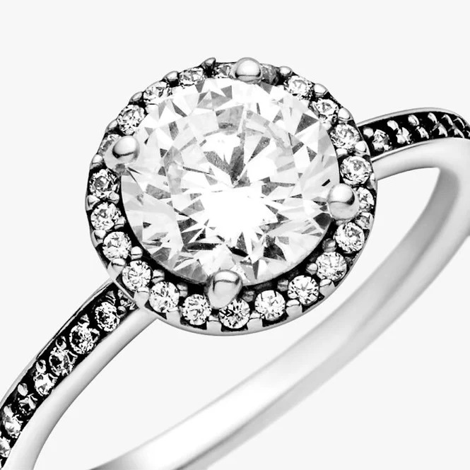 Round Sparkle Halo Ring, Size 48 - Image 2
