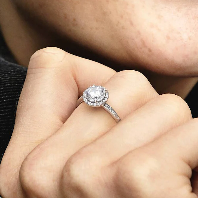 Round Sparkle Halo Ring, Size 48 - Image 3