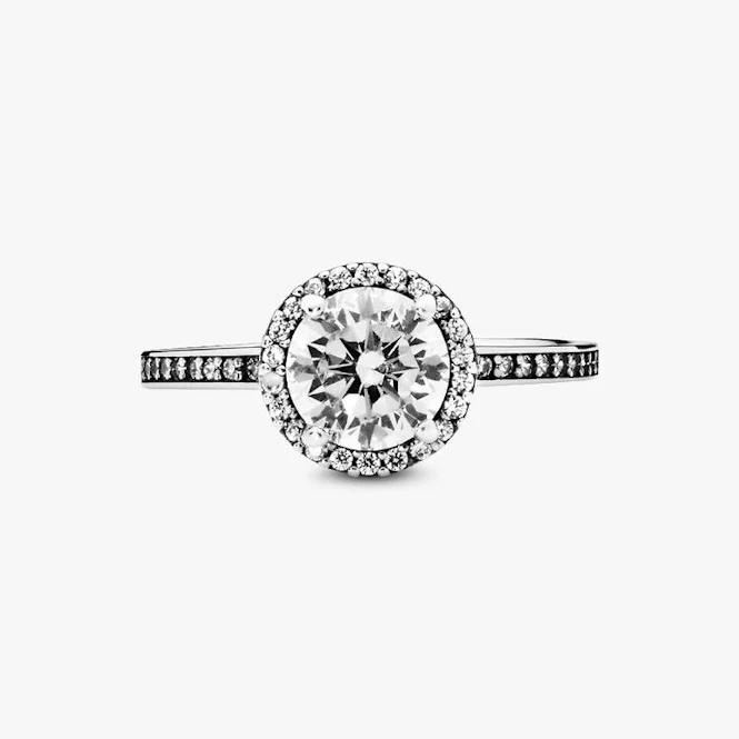 Round Sparkle Halo Ring, Size 48 - Image 4