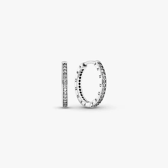 Sparkle & Logo Hoop Earrings