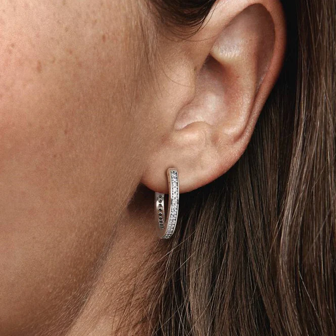 Sparkle & Logo Hoop Earrings - Image 2
