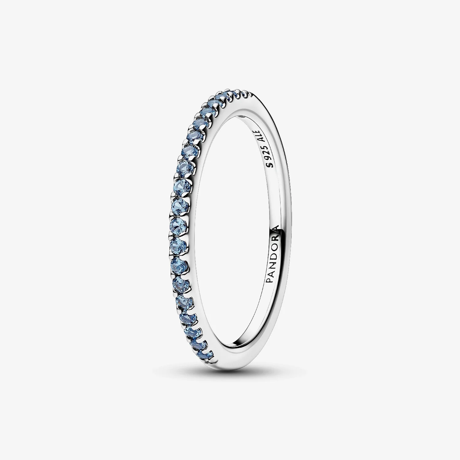 Sparkling Aquamarine Half-Eternity Band Ring, Size 60