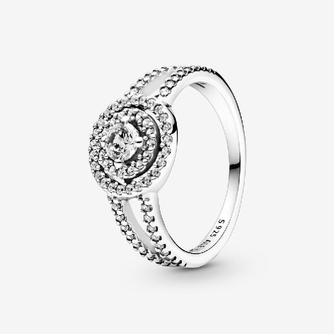 Sparkling Double Halo Ring, Size 50