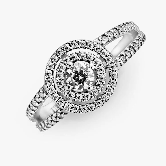 Sparkling Double Halo Ring, Size 48 - Image 2