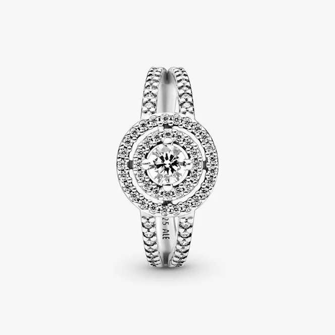 Sparkling Double Halo Ring, Size 48 - Image 4