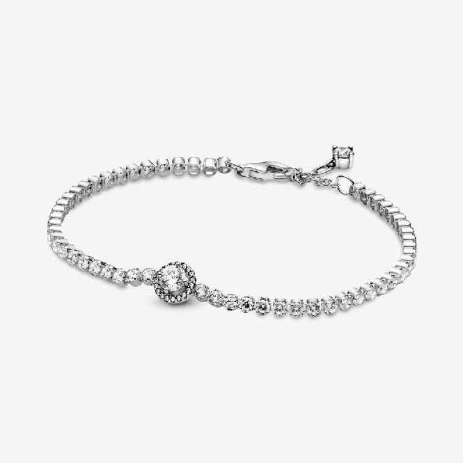 Sparkling Halo Tennis Bracelet, 18cm