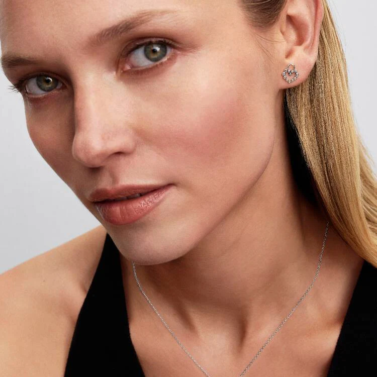 Sparkling Heart Padlock Stud Earrings - Image 4