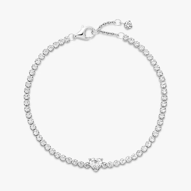 Sparkling Heart Tennis Bracelet, 16cm - Image 3