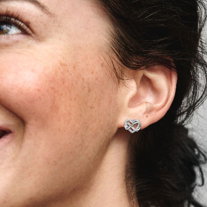 Sparkling Infinity Heart Stud Earrings - Image 2
