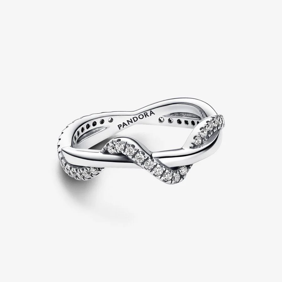 Sparkling Intertwined Wave Ring, Size 48 - Image 2