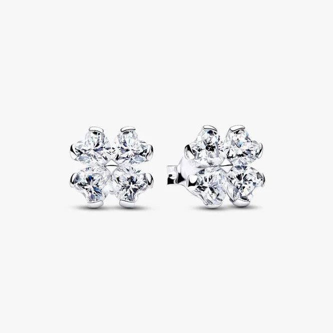 Sparkling Lucky Clover Stud Earrings - Image 3