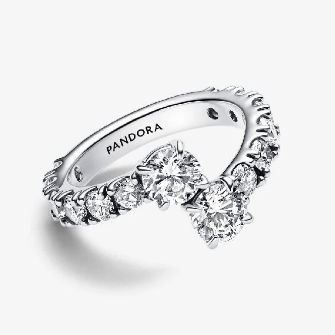 Sparkling Overlapping Band Ring, Size 52 - Image 2