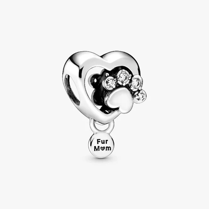 Sparkling Paw Print & Heart Charms