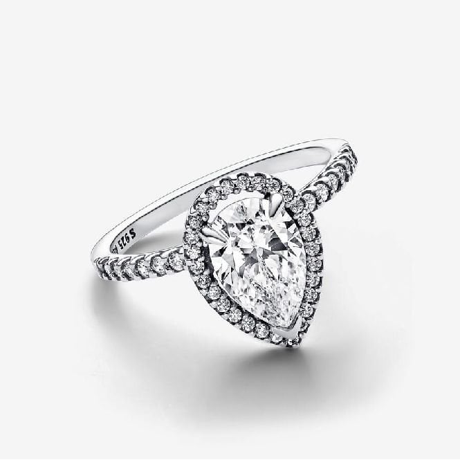 Sparkling Pear Halo Ring, Size 52 - Image 2